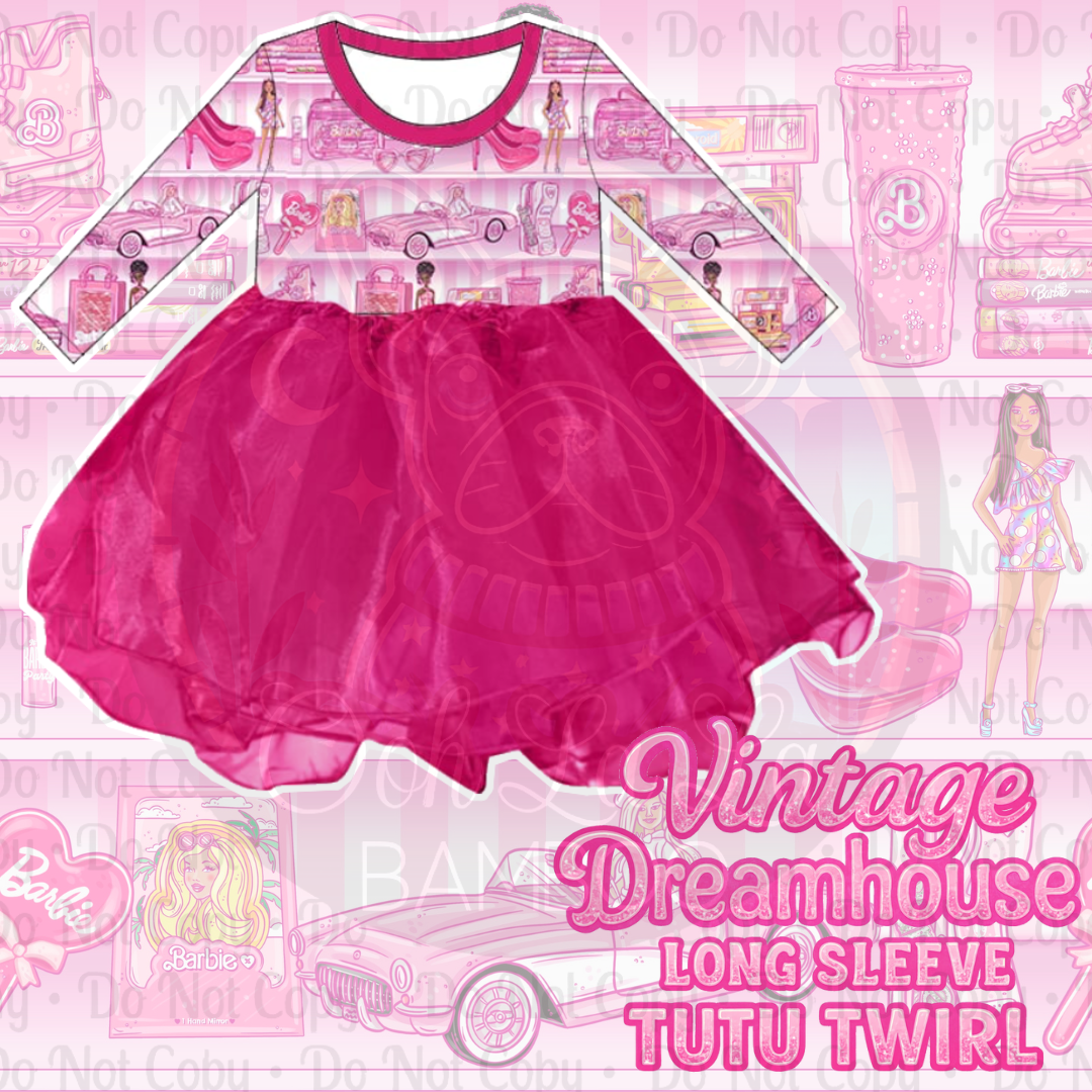 Vintage dream house long sleeve tutu twirl preorder come with free piggy bows
